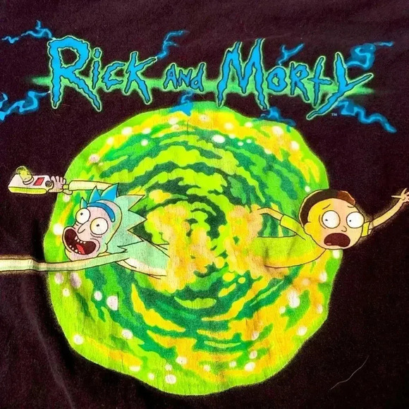 🤑Rick and Morty Portal T-Shirt - Classic Black Graphic Tee - Picture 1 of 3
